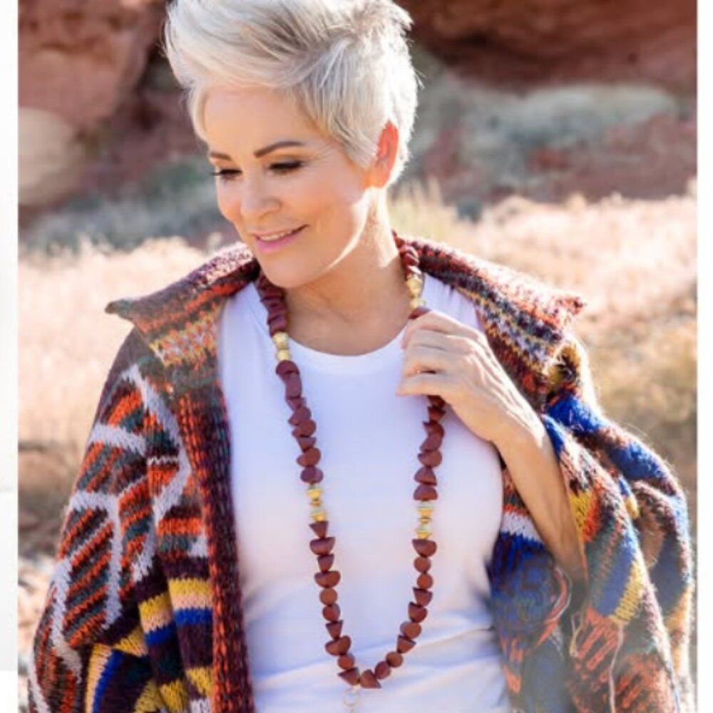Plunder Burgundy Beaded Necklace Gold Accent Long Statement